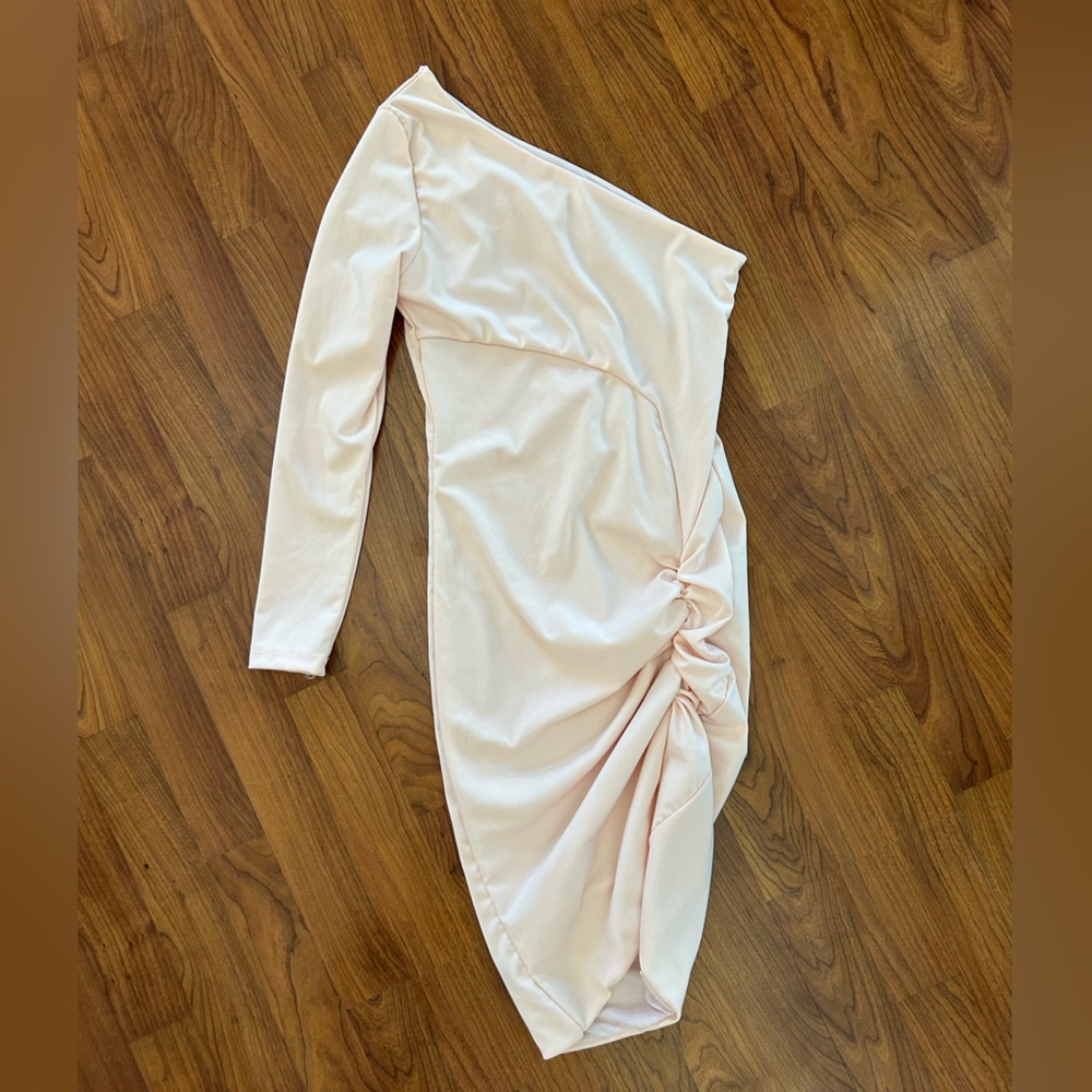 Light Pink One Shoulder Fitted Dress